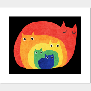 Rainbow Wall Art - Rainbow cats by Planet Cat Studio